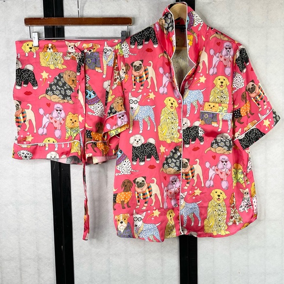 KAREN MABON Other - Karen Mabon Pink Dog Print Pajama Top